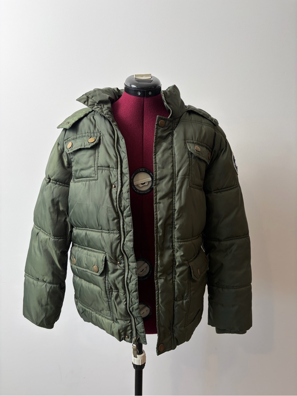 Cherokee Olive Green women Puffer Jacket - Warm Quilted Coat
